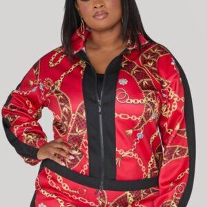 LUXE print track jacket  NWT